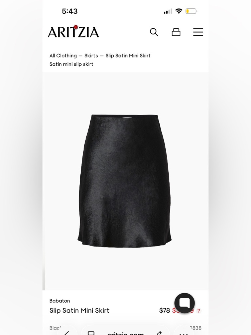 Babaton Satin Slip Mini Skirt in Black